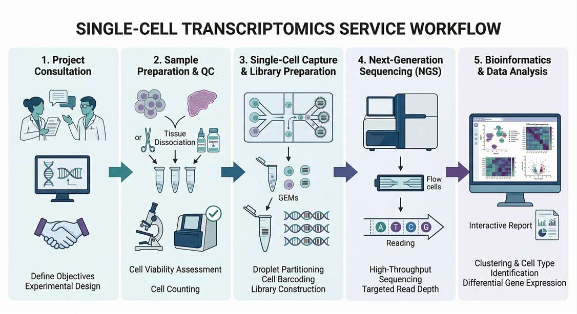 Single Cell Transcriptomics Service workflow