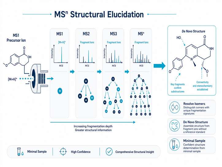MSn structural elucidation service for unknown compound identification.