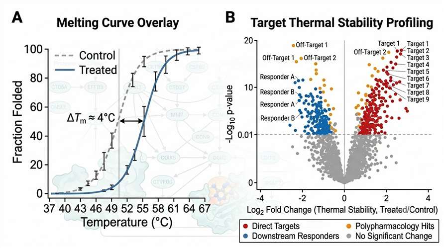 Thermal proteomics case study data showing PISA screen results for 96 compounds.