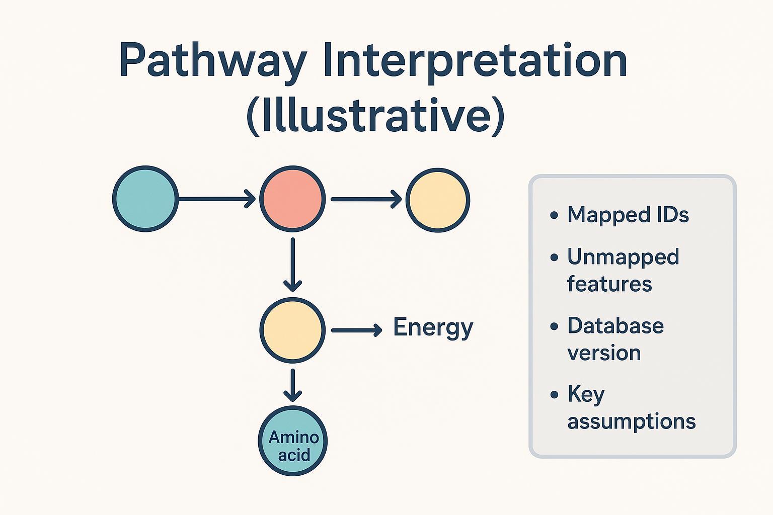 Pathway analysis metabolomics schematic showing mapped features, unmapped proportion, and database version for reproducible interpretation.
