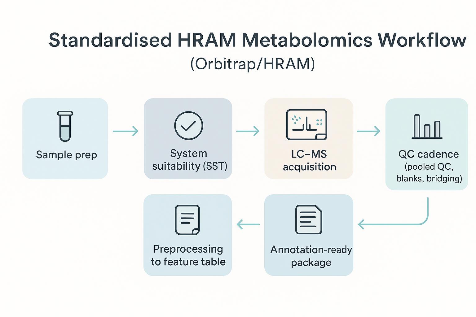 A standardised HRAM metabolomics workflow supports reproducible, annotation-ready outputs in a metabolomics analysis service.
